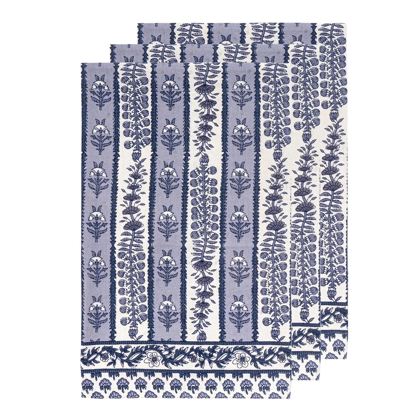 Avignon Tea Towels Blue & Marinec - Set of 3