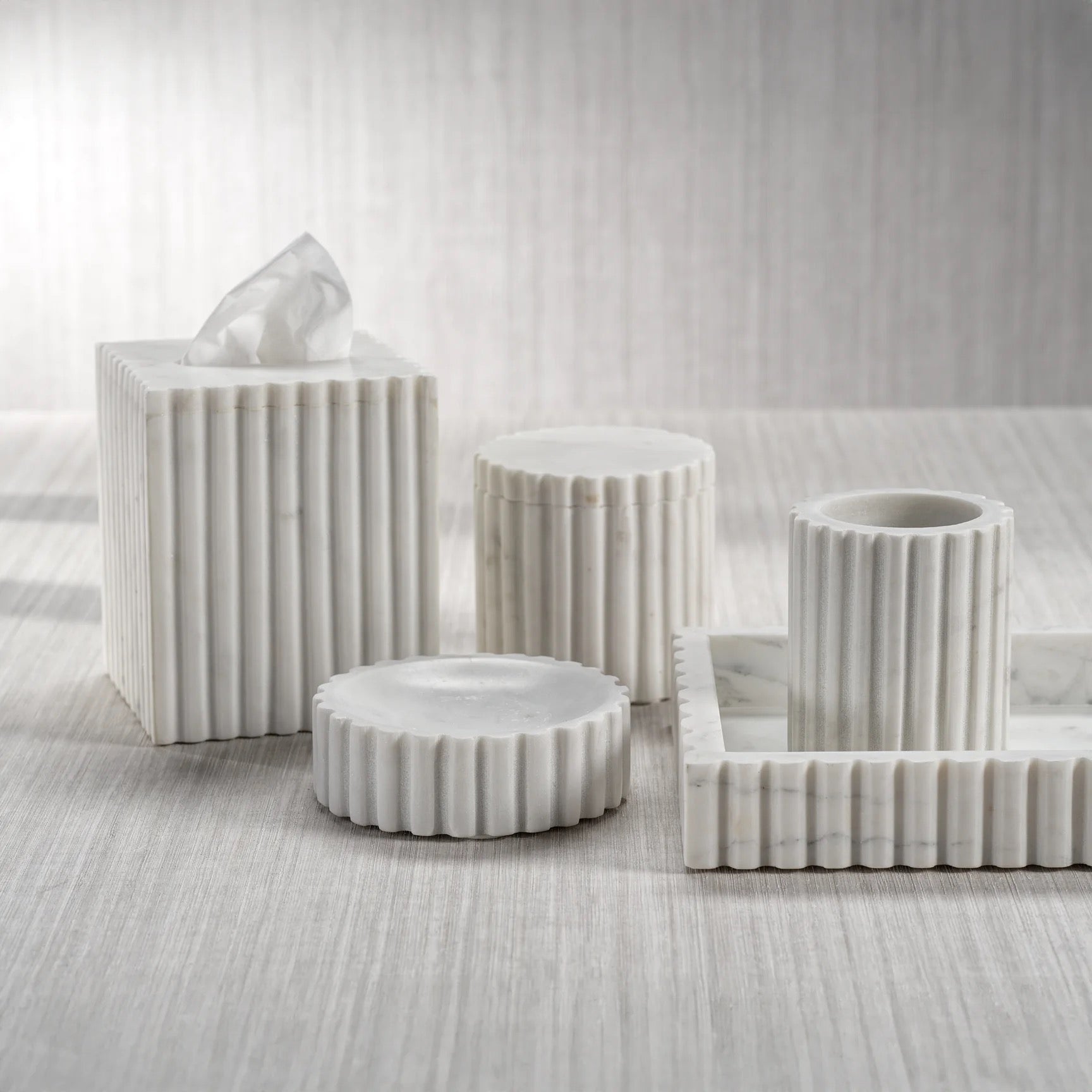 Fluted Marble Soap Dish