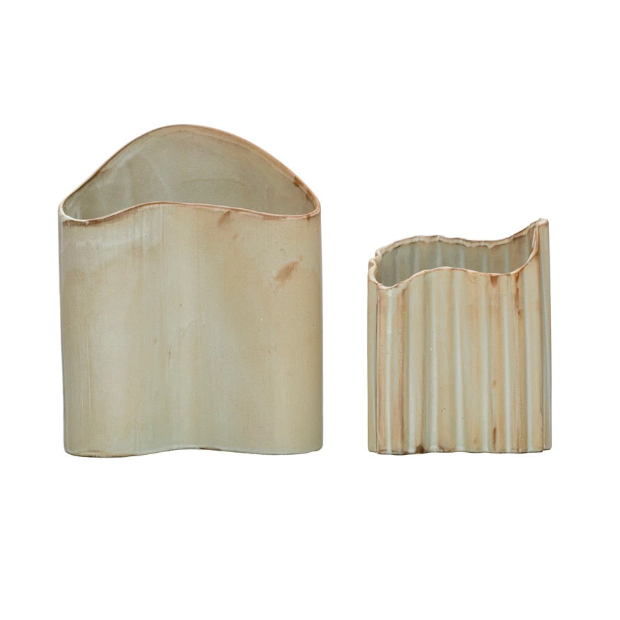 Organic Stoneware Vases - Set of 2