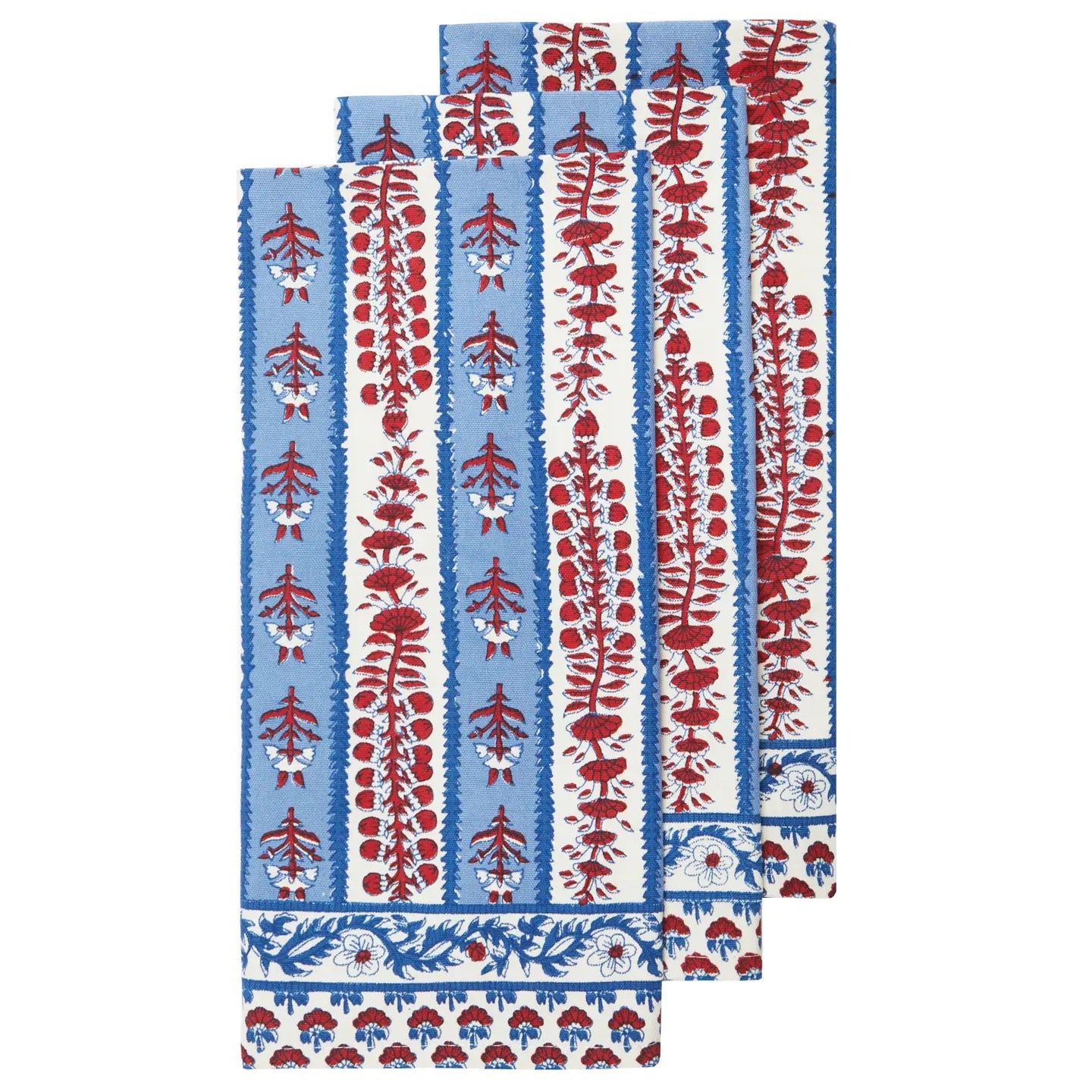Avignon Tea Towels Red & Blue - Set of 3