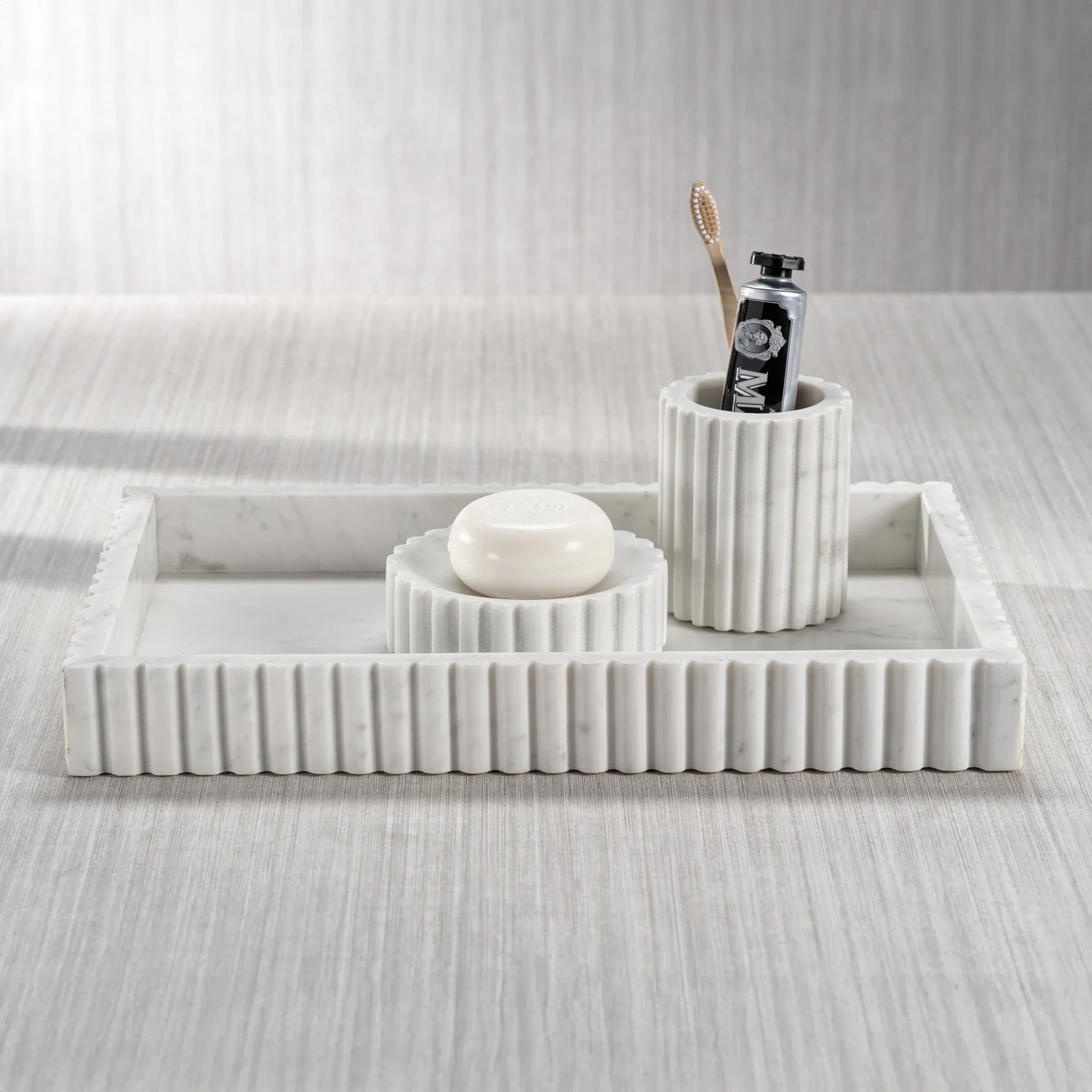 Fluted Marble Soap Dish