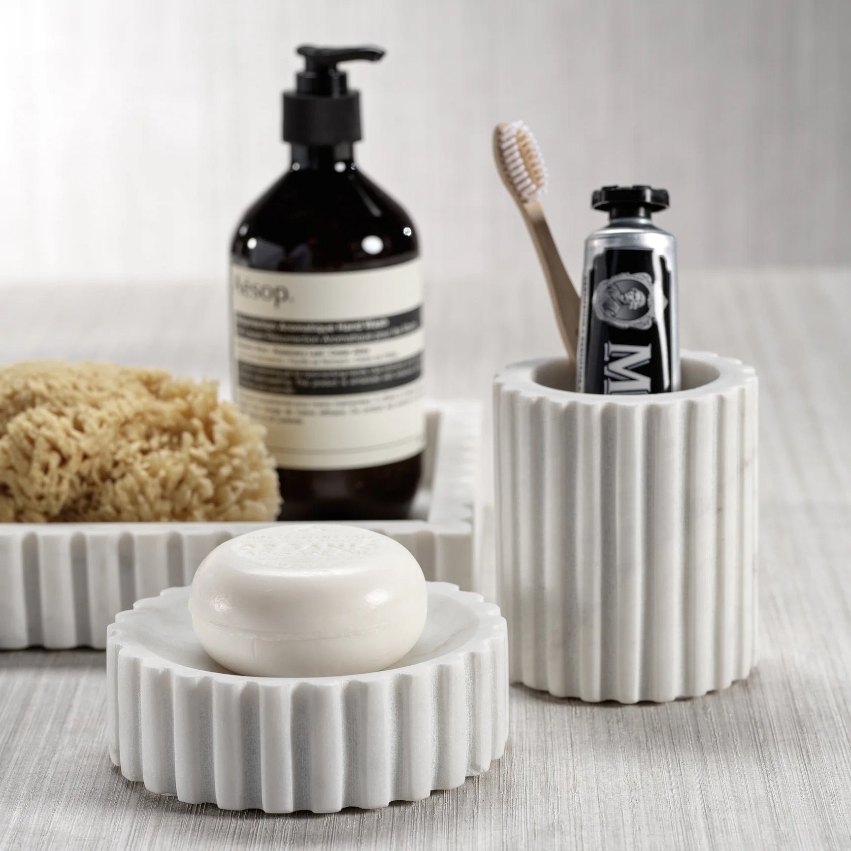 Fluted Marble Soap Dish