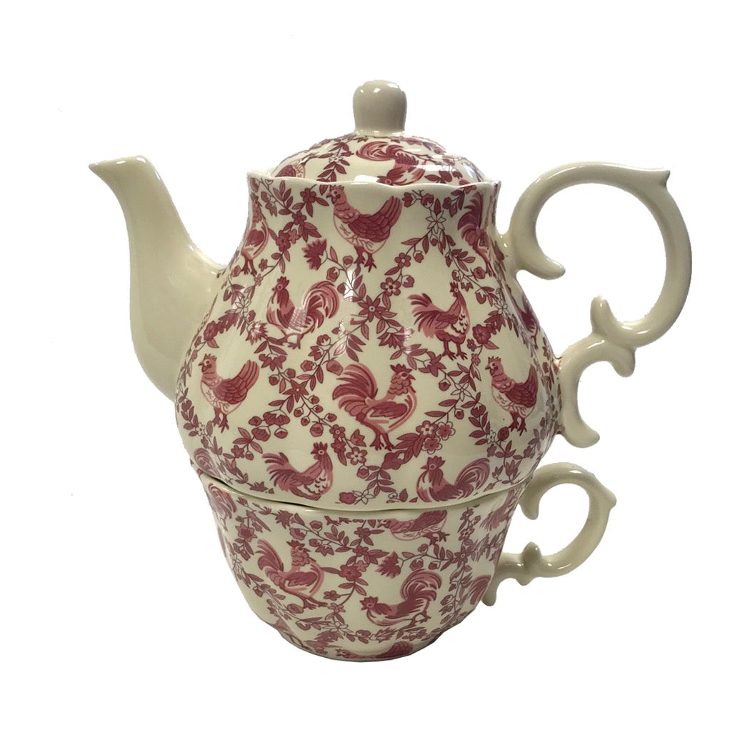 Red Rooster Stacked Tea Pot