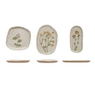 Organic Flower Stoneware Plate - Set of 3