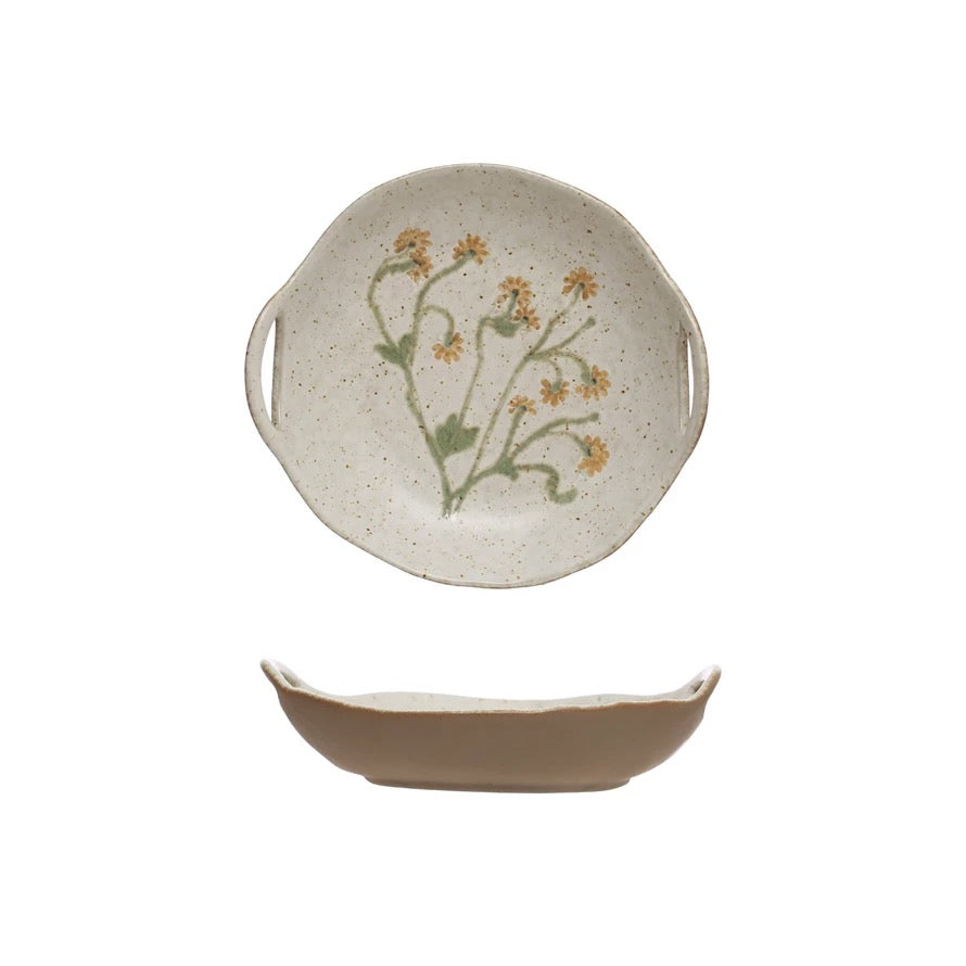 Organic Flower Stoneware Bowl
