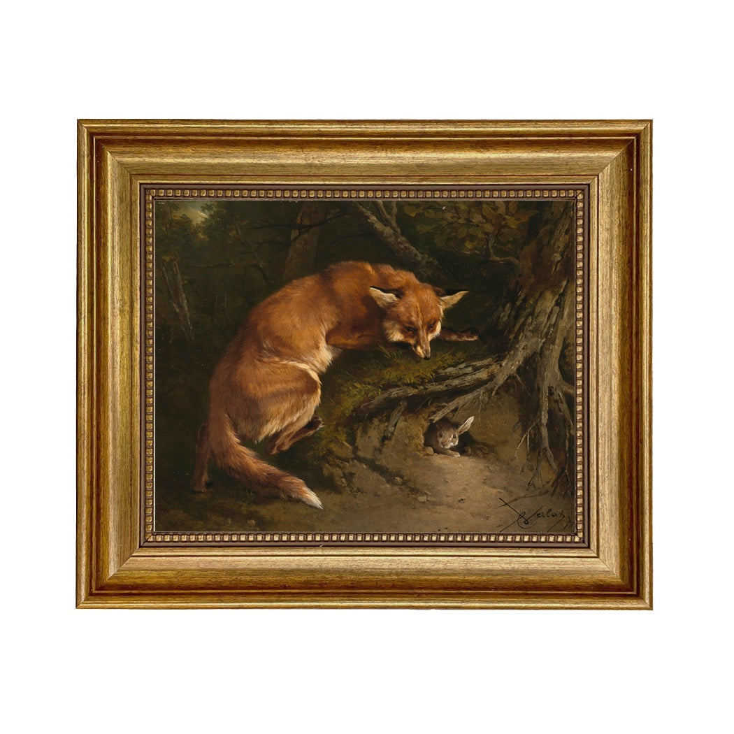 Fox on the Lurk Framed Canvas