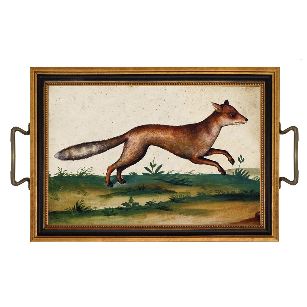 Fox Tray with Brass Handles