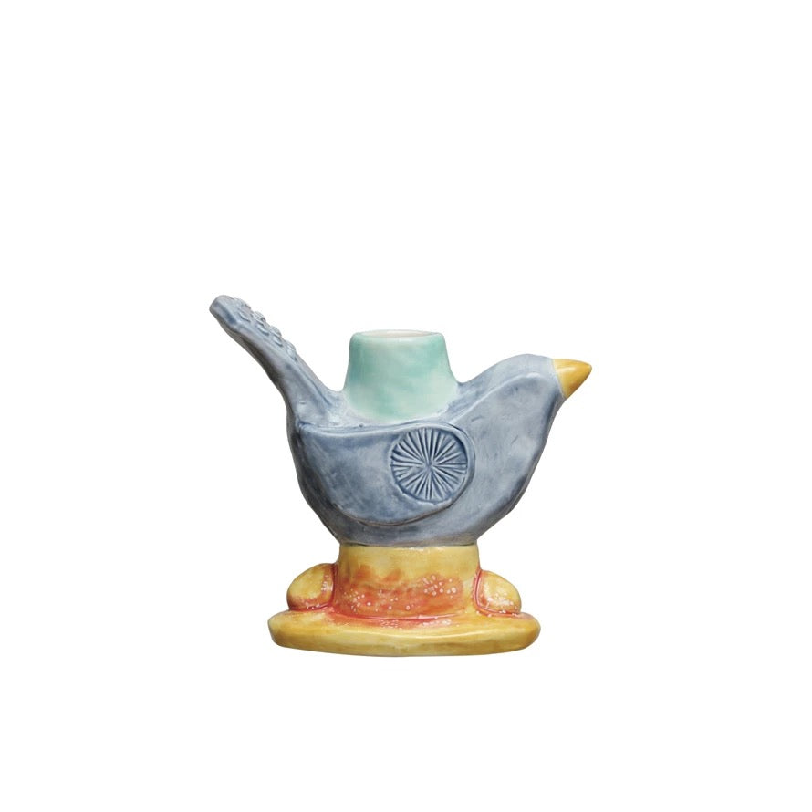 Whimsical Blue Bird Stoneware Candleholder – Thomas Lee Living