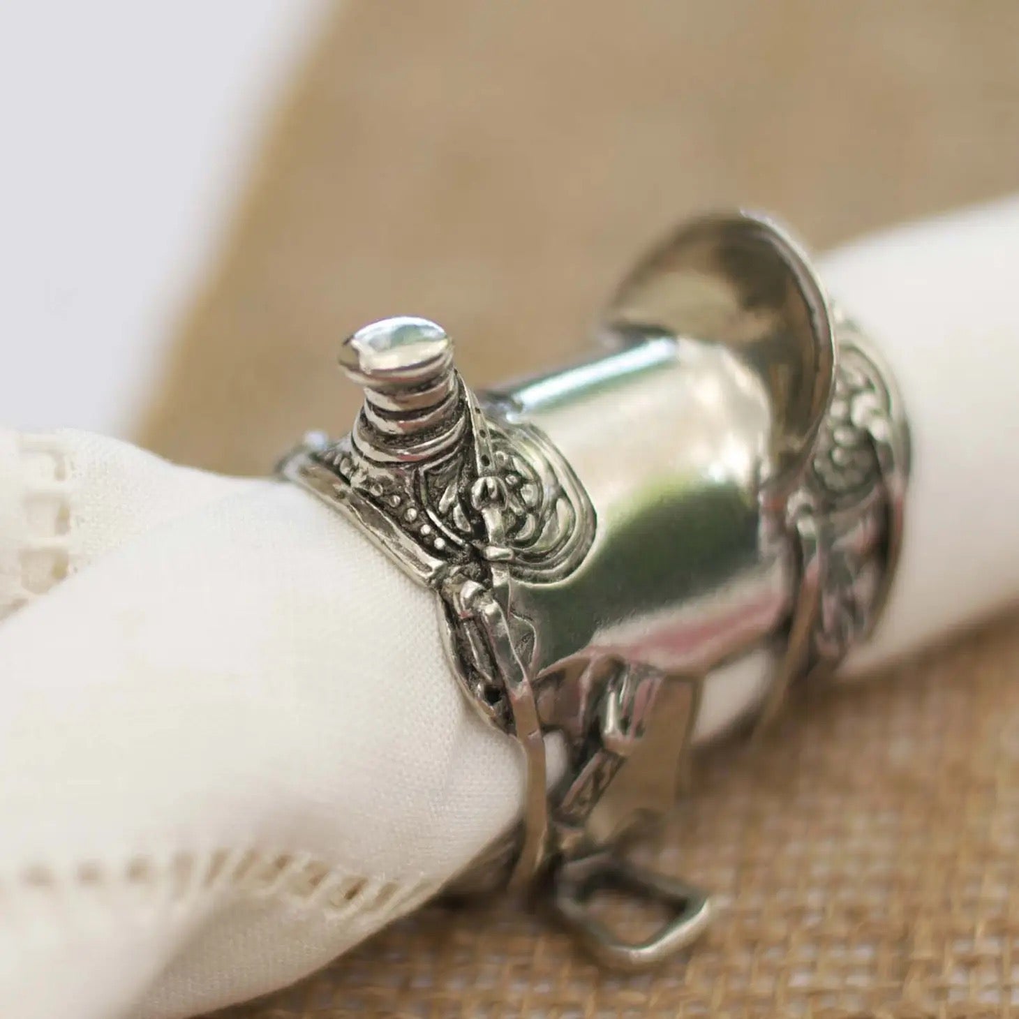 Pewter Cowboy Saddle Napkin Ring