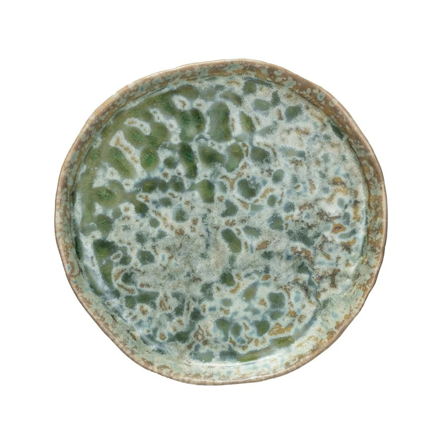 Green Glazed Snack Plate