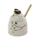 Honey Bee Clover Stoneware Honey Pot