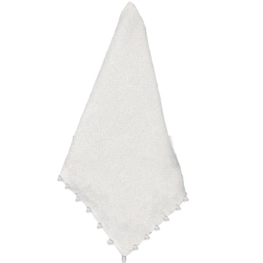 Pom Pom Border Napkin White - Set of 8