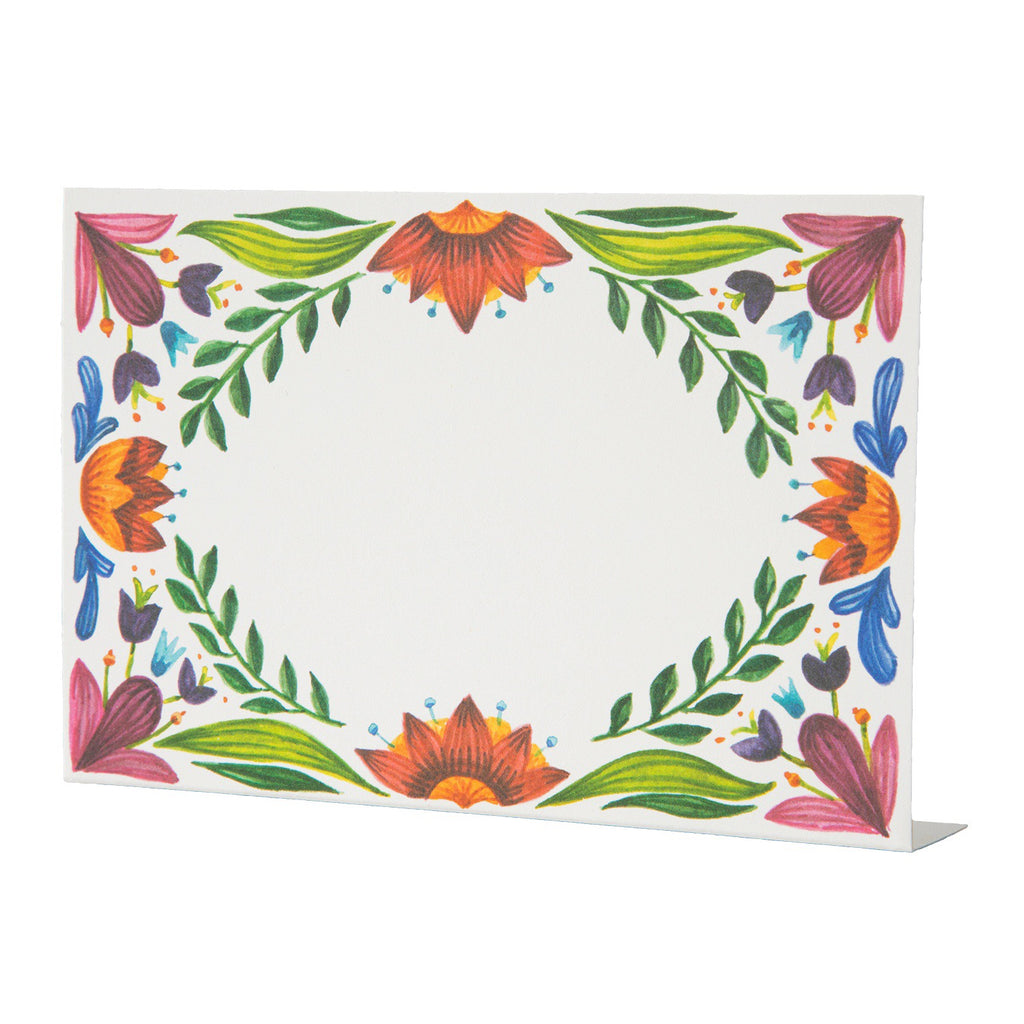 Add a little color to any setting with the Fiesta Floral Place Card. Hand-painted florals frame names, dishes, and more on this festive place card. Place cards can make guests feel extra special at your gatherings. They also make wonderful buffet labels! Designed and printed in the USA on FSC certified, recycled content.