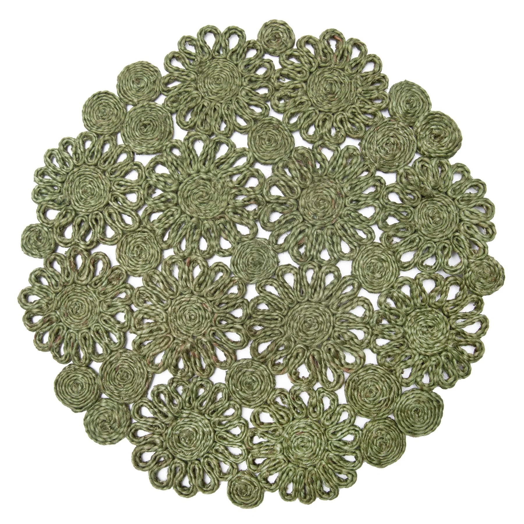 Daisy Jute Green Placemats - Set of 4