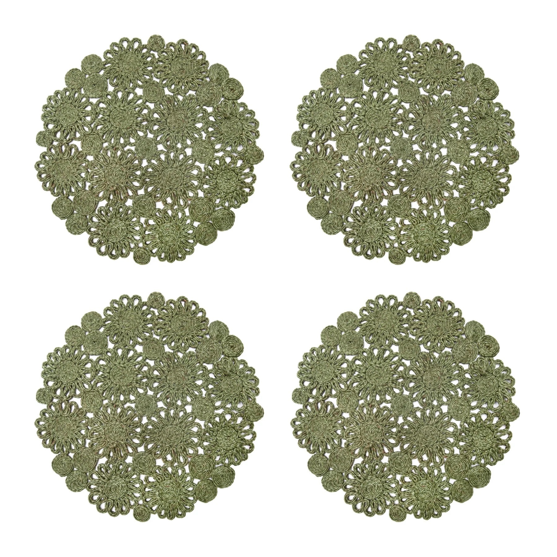 Daisy Jute Green Placemats - Set of 4