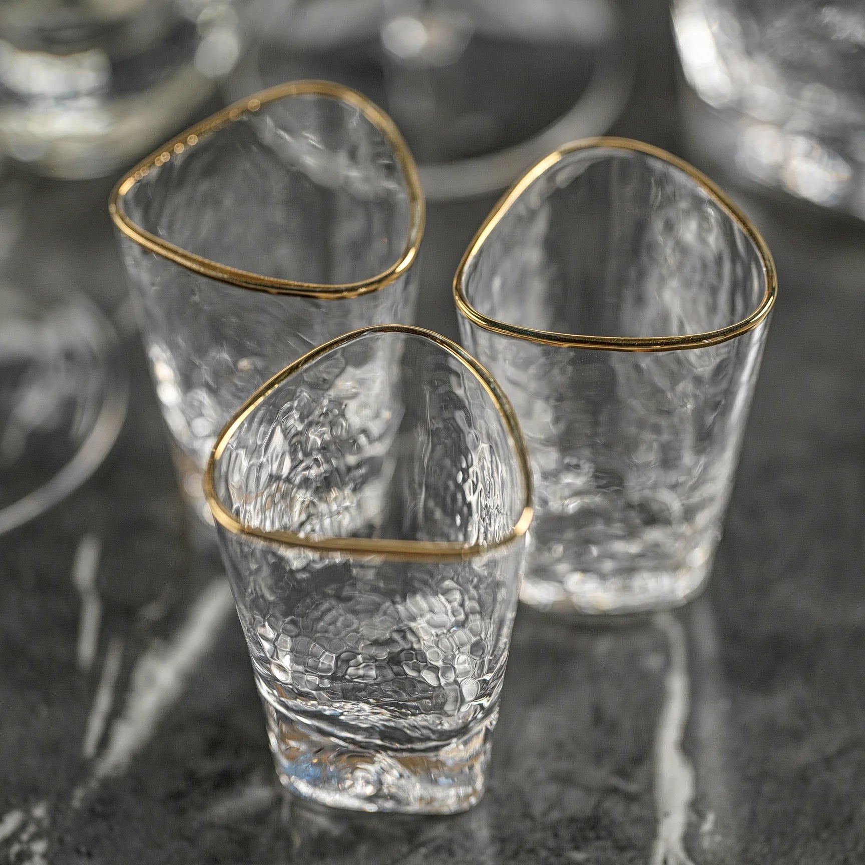 Triangular Shot Glass with Gold Rim