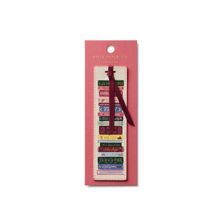 Colorful bookmark with text on a pink card, featuring the Kettle Paper Co. brand.