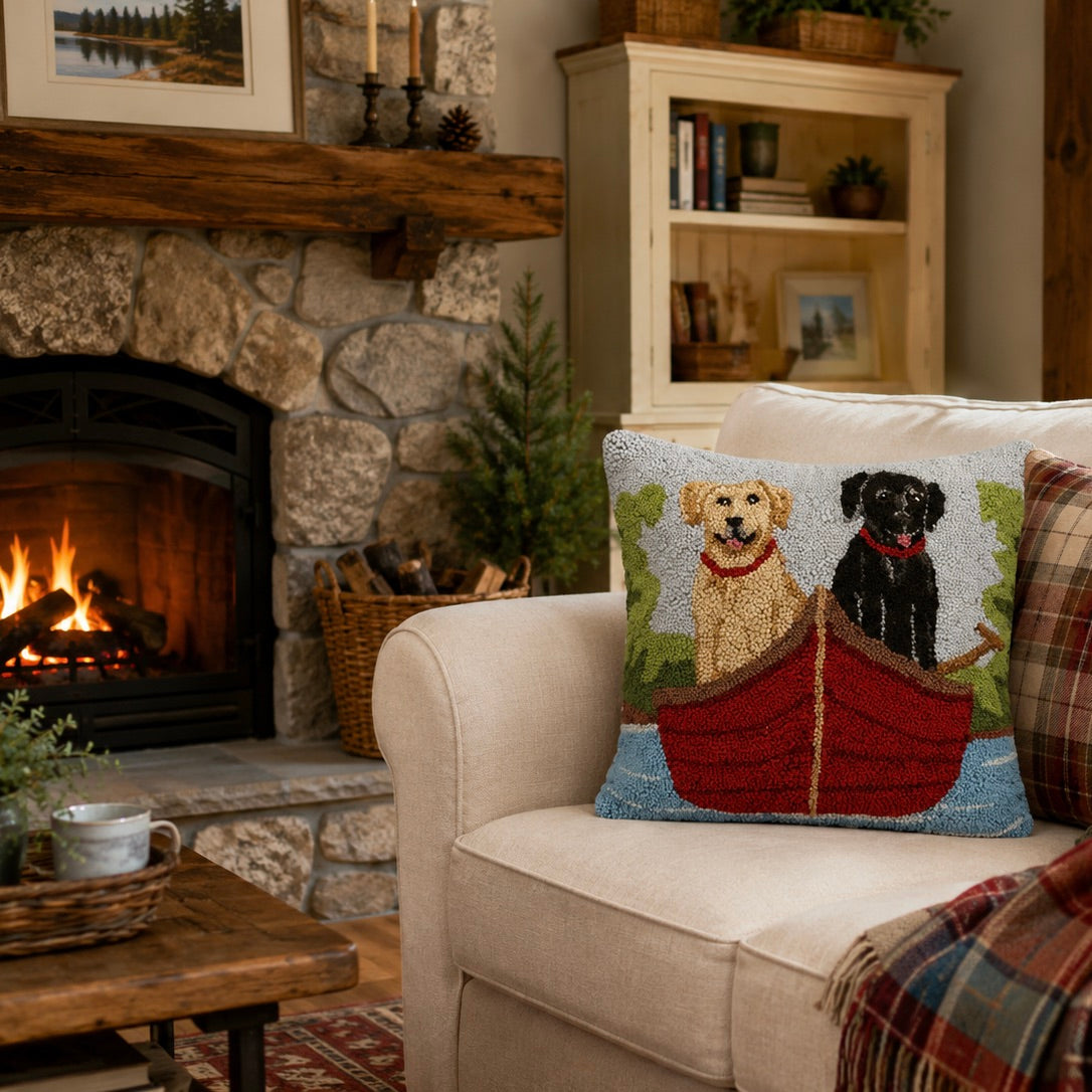 Labs in Canoe Pillow