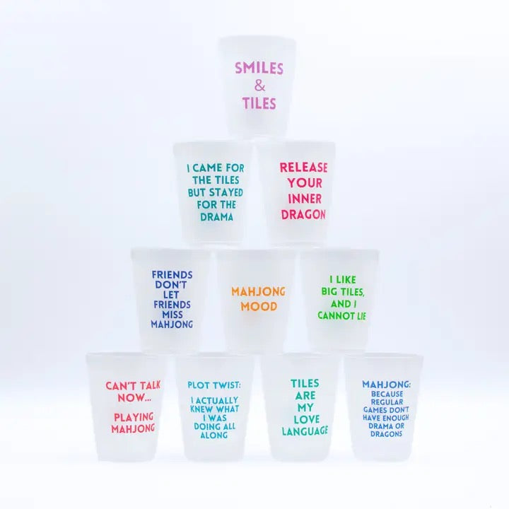 Mahjong Frosted Plastic Cups - Set of 10