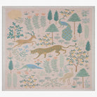 Decorative rug with animal and nature pattern on a beige background