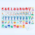 Set of colorful illustrated cards on a white background