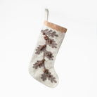Decorative Christmas stocking with floral patterns on a white background