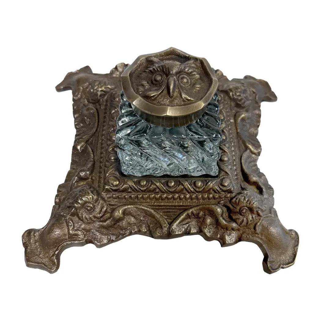 Ornate Owl Inkwell