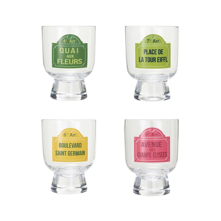Paris Street Sign Drinkware - Set of 4