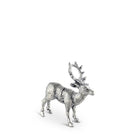Silver deer figurine on a white background