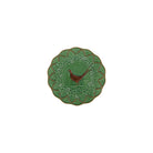 Decorative green plate with a bird design on a white background