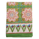 Folded fabric with floral patterns on a white background