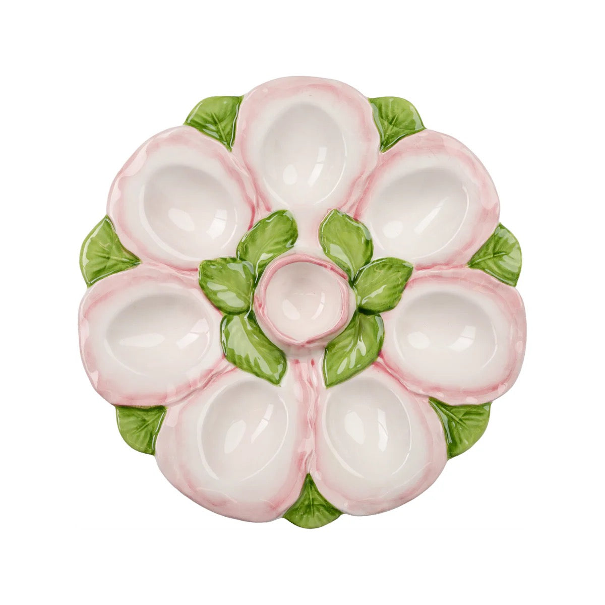 Decorative ceramic plate with a floral design on a white background