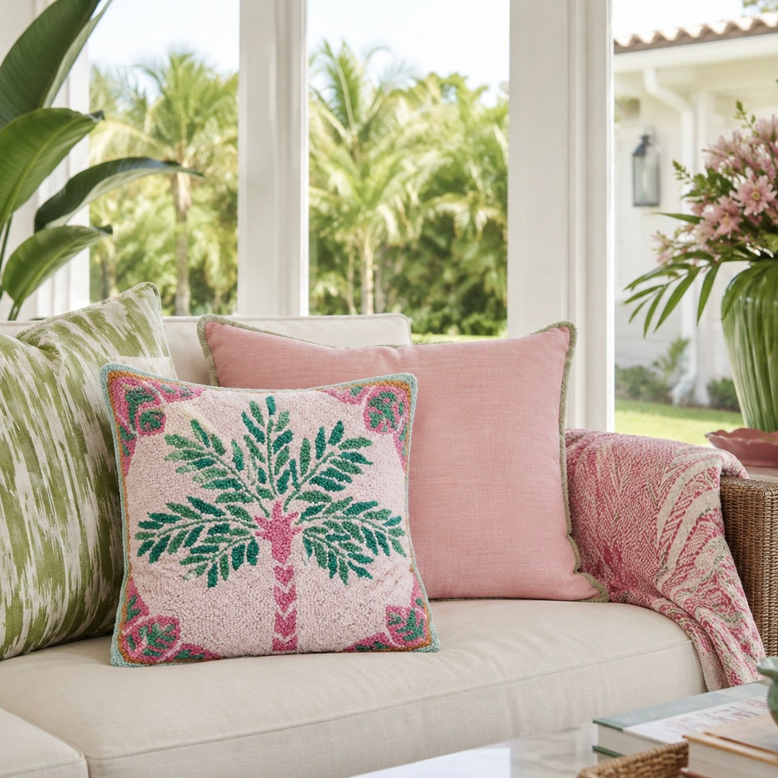 Preppy Palm Tree Pillow