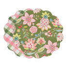 Floral and checkered patterned coaster on a white background