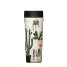 Corkcicle tumbler with plant design on a white background