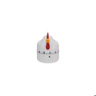 White kitchen timer with red and yellow accents on a white background
