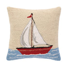 Sailboat Wool Hooked Pillow