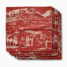 Red napkins with horse pattern on a white background