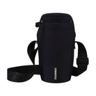 Black Corkcicle water bottle holder with strap on a white background