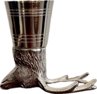 Metallic deer antler cup on a white background