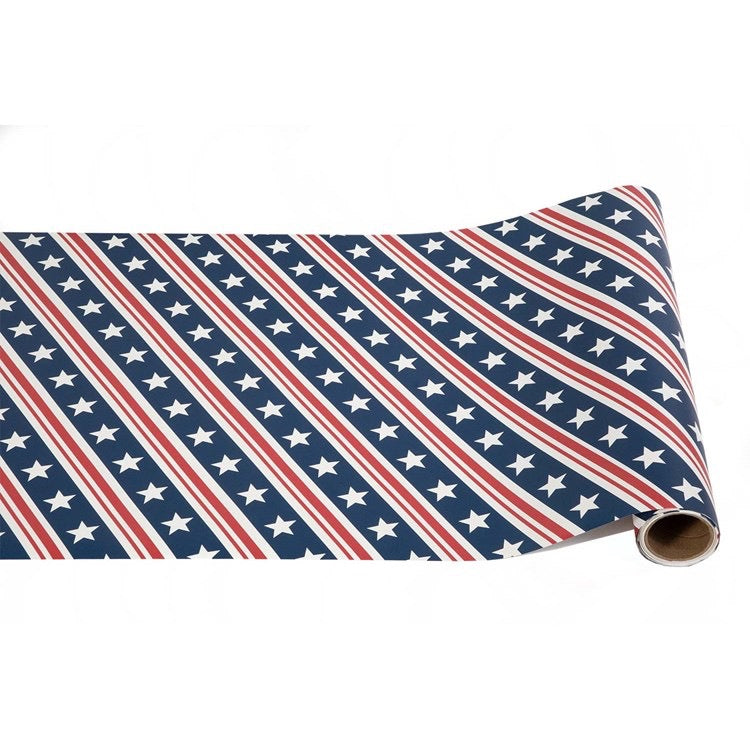 Roll of paper with American flag pattern on a white background