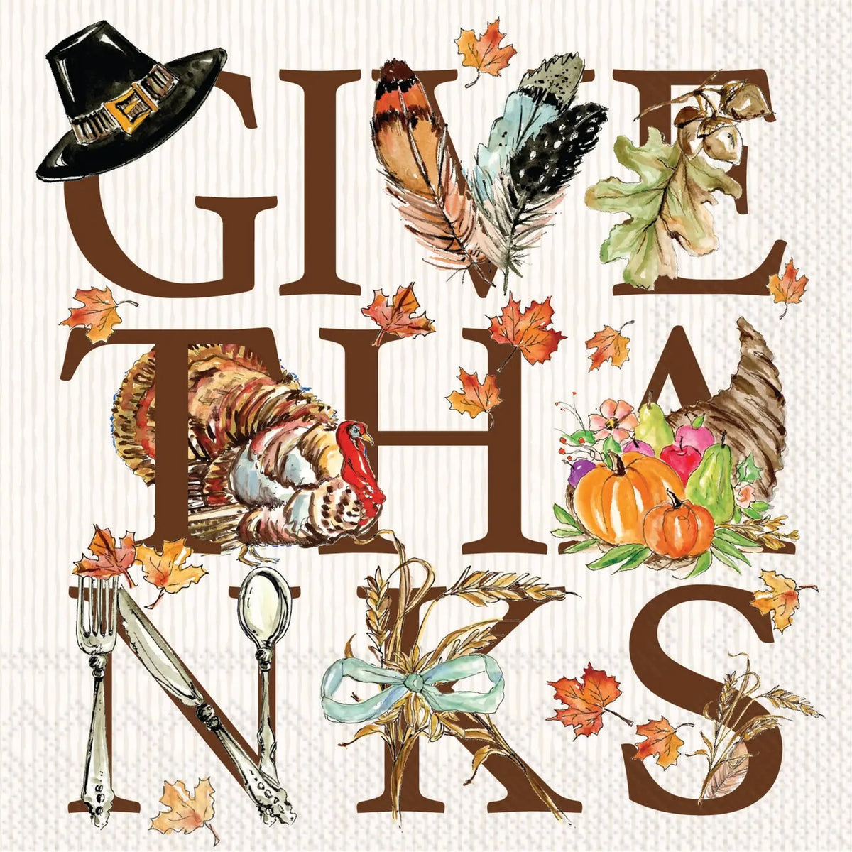 Thanksgiving Thanks Cocktail Napkins - Pack of 20
