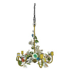 Decorative chandelier with floral and leaf designs on a white background
