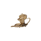 Bronze squirrel figurine with a nut on a white background