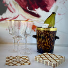 Triangular Wine Glass with Gold Rim