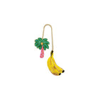 A small decorative hanging ornament shaped like a bunch of yellow bananas hanging from a palm tree on a rope, shown on a plain white background.