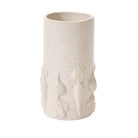 Textured white ceramic vase on a white background
