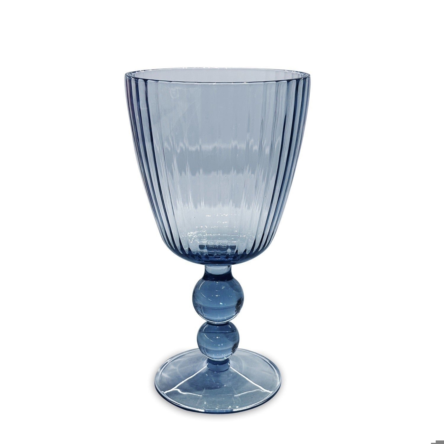 Blue glass goblet on a white background