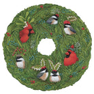 Decorative wreath with birds and red cardinal on a white background