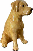 Ceramic dog figurine on a white background